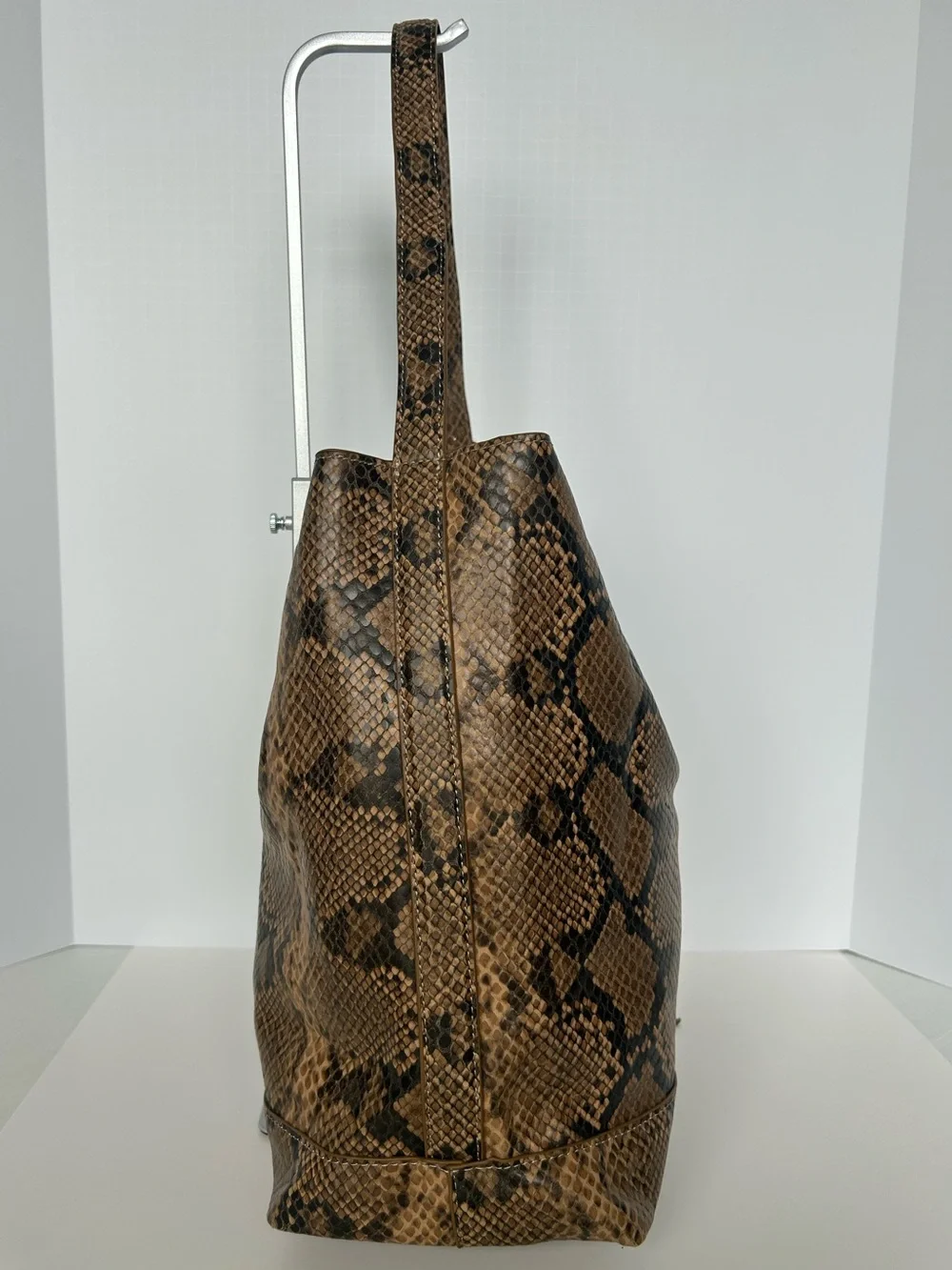 Steve Madden Brown Snake-Print Slouch Hobo Bag
